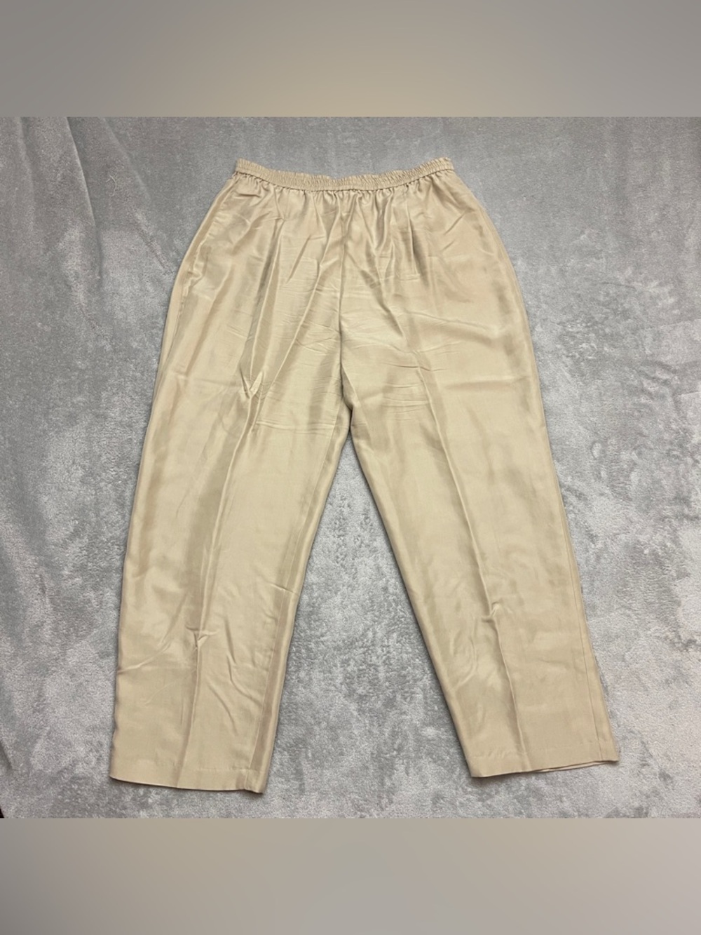 NWT JOSEPHINE CHAUS SPORT beige 100% SILK High-Rise STRAIGHT LEG Dress Pants XL